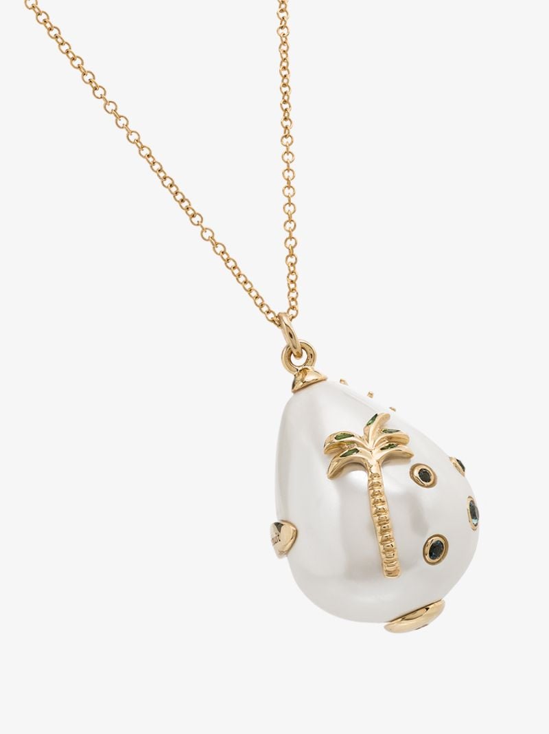 9k Yellow Gold Pearl Sapphire Necklace