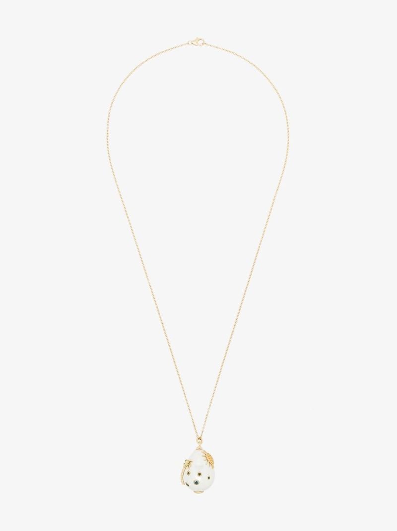 9k Yellow Gold Pearl Sapphire Necklace