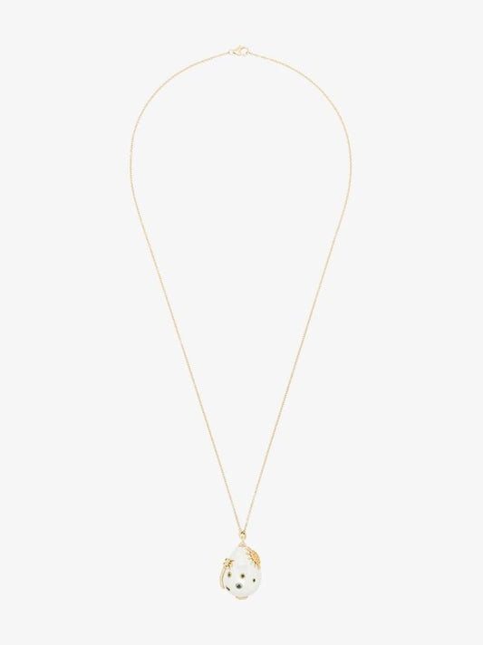 9k Yellow Gold Pearl Sapphire Necklace