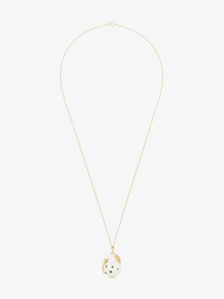 9k Yellow Gold Pearl Sapphire Necklace