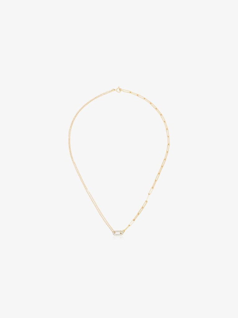 18k Yellow Gold Diamond Link Choker Necklace