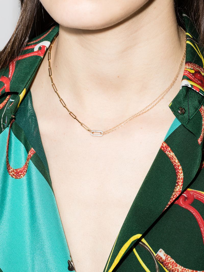 18k Yellow Gold Diamond Link Choker Necklace