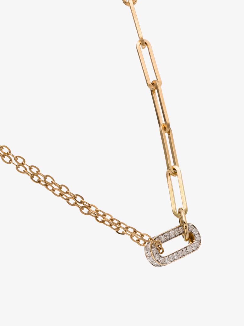 18k Yellow Gold Diamond Link Choker Necklace