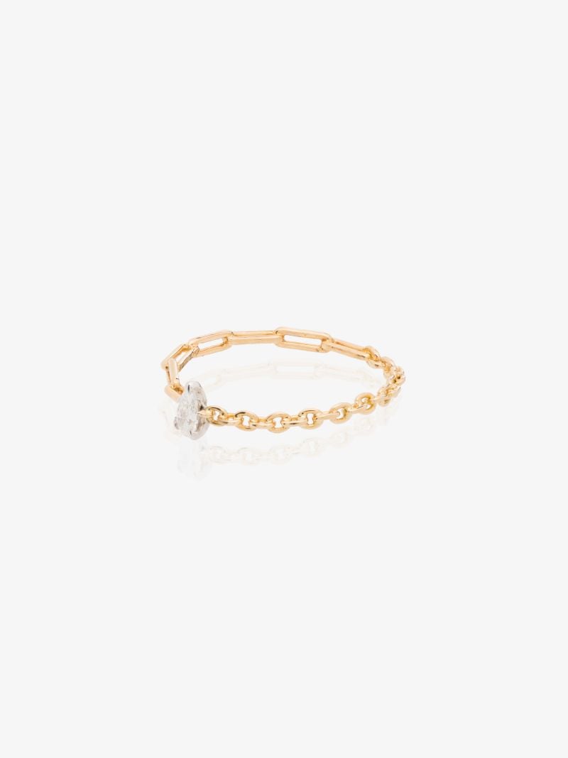 18k Yellow Gold Mixed Chain Diamond Ring