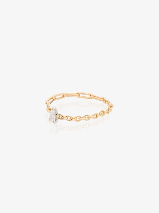 18k Yellow Gold Mixed Chain Diamond Ring