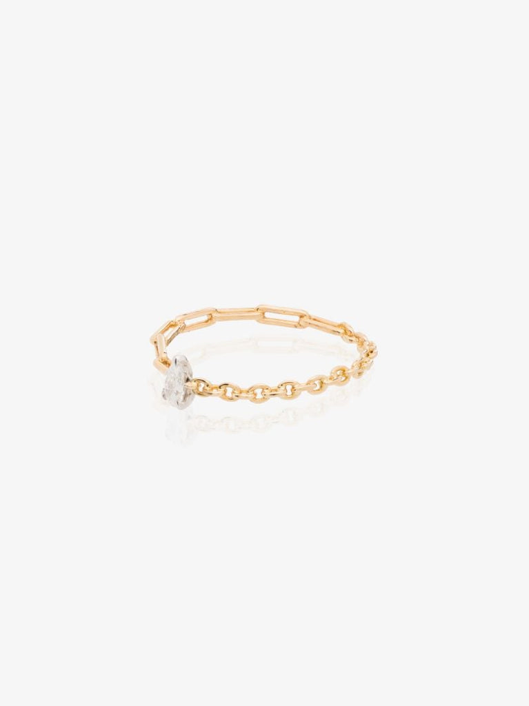 18k Yellow Gold Mixed Chain Diamond Ring