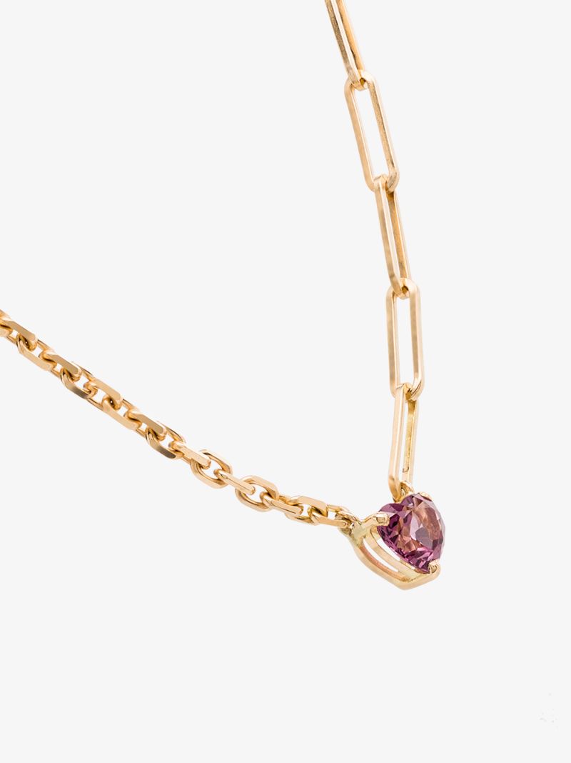 18k Yellow Gold Solitaire Coeur Tourmaline Necklace