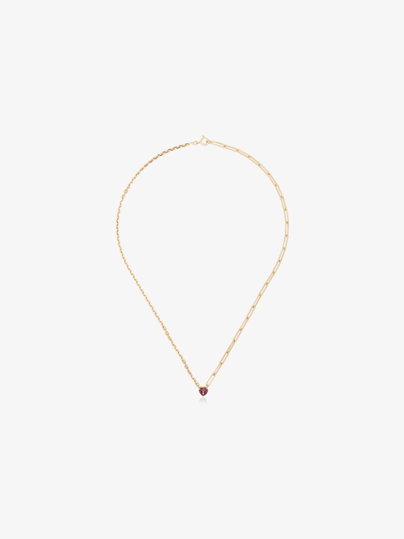 18k Yellow Gold Solitaire Coeur Tourmaline Necklace