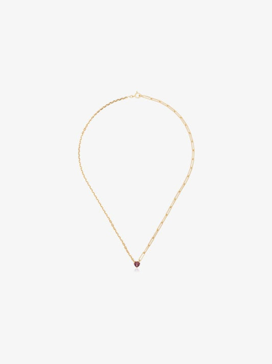 18k Yellow Gold Solitaire Coeur Tourmaline Necklace