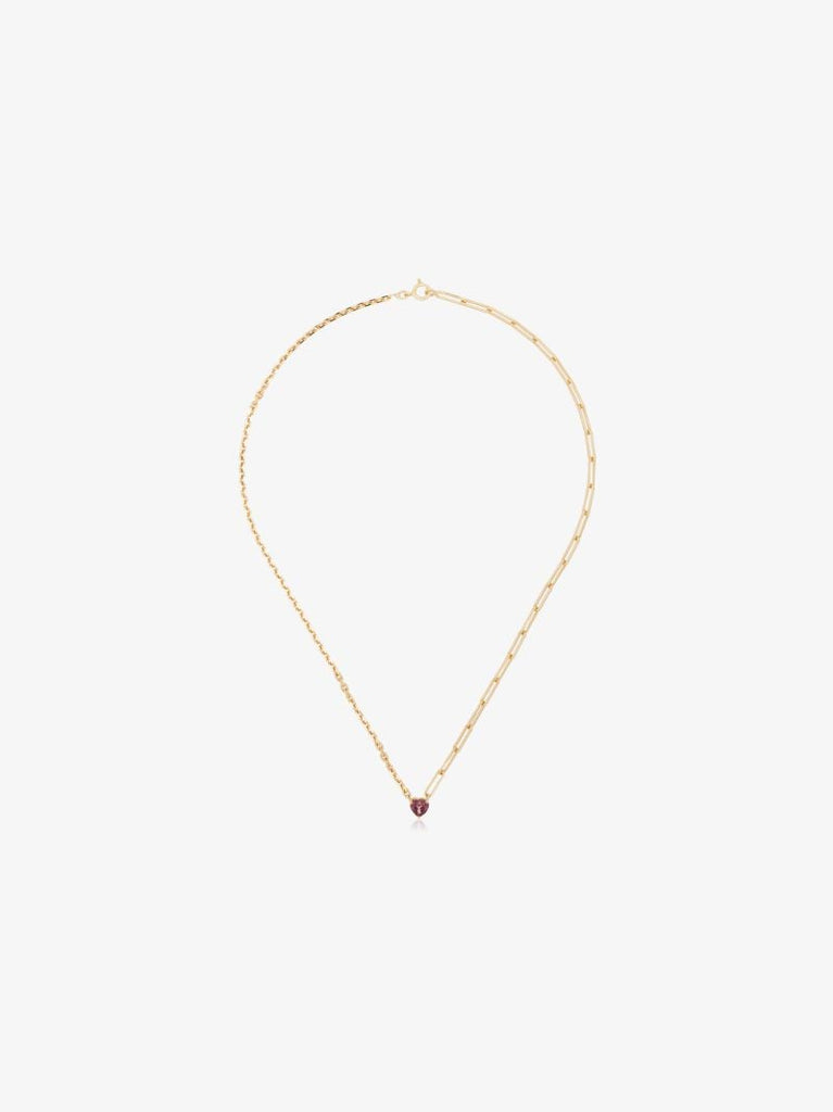 18k Yellow Gold Solitaire Coeur Tourmaline Necklace
