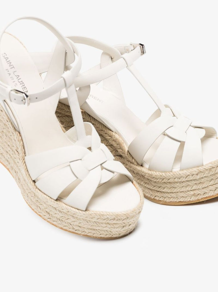 White Tribute 85 Leather Espadrille Wedges