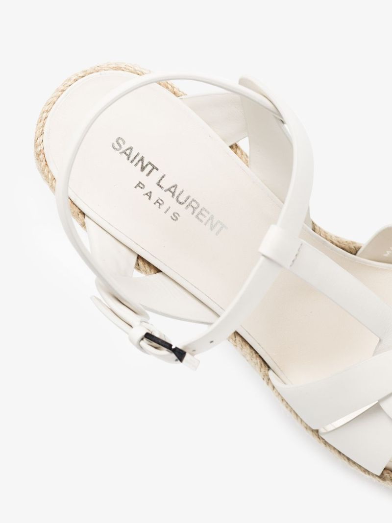 White Tribute 85 Leather Espadrille Wedges
