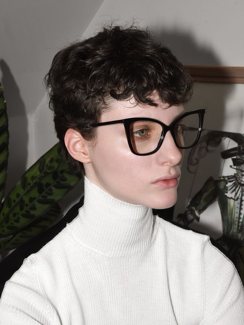 Black 386 Cat Eye Optical Glasses