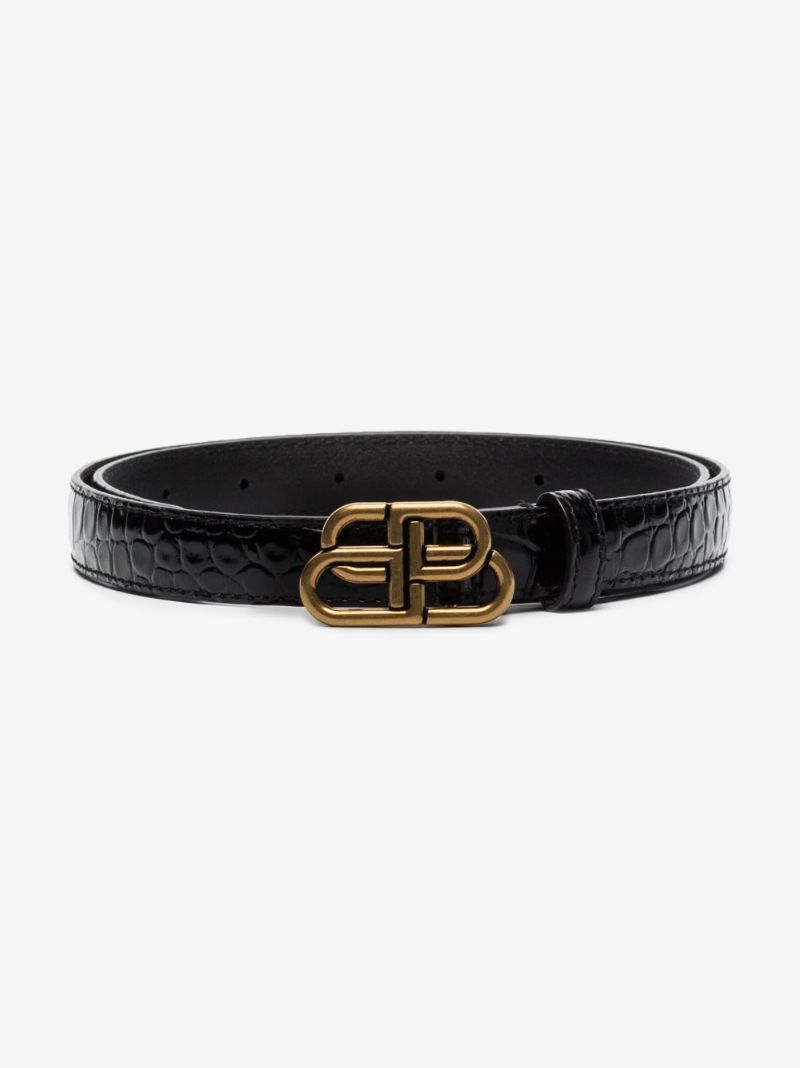 Black Bb Mock Croc Leather Belt