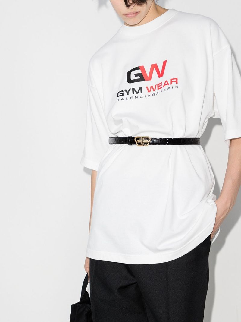 Black Bb Mock Croc Leather Belt