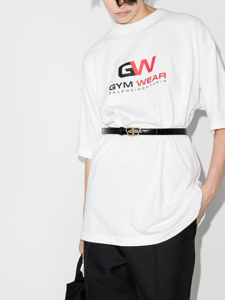 Black Bb Mock Croc Leather Belt