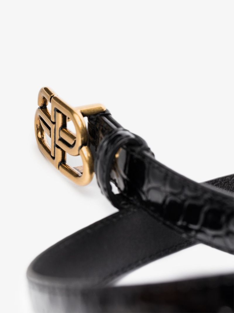 Black Bb Mock Croc Leather Belt