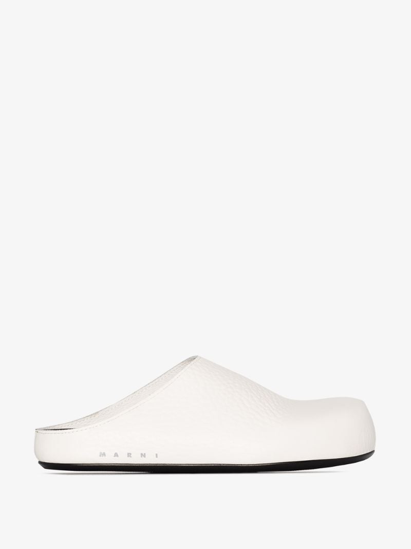 White Sabot Leather Mules
