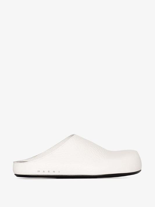 White Sabot Leather Mules