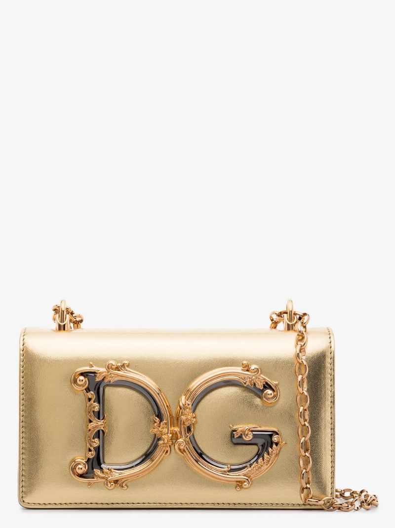 Gold Dg Girls Leather Cross Body Bag