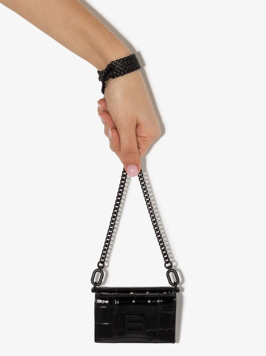 Crocodile Effect Hourglass Crossbody Bag