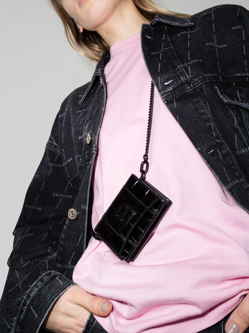 Crocodile Effect Hourglass Crossbody Bag