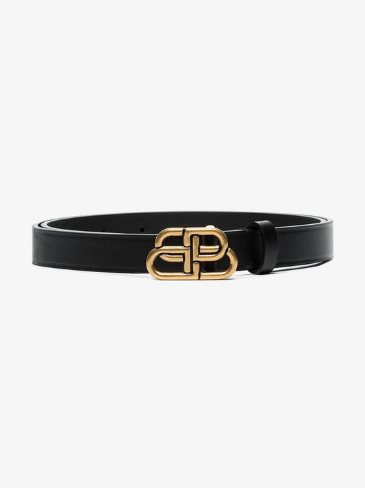Black Bb Logo Leather Belt