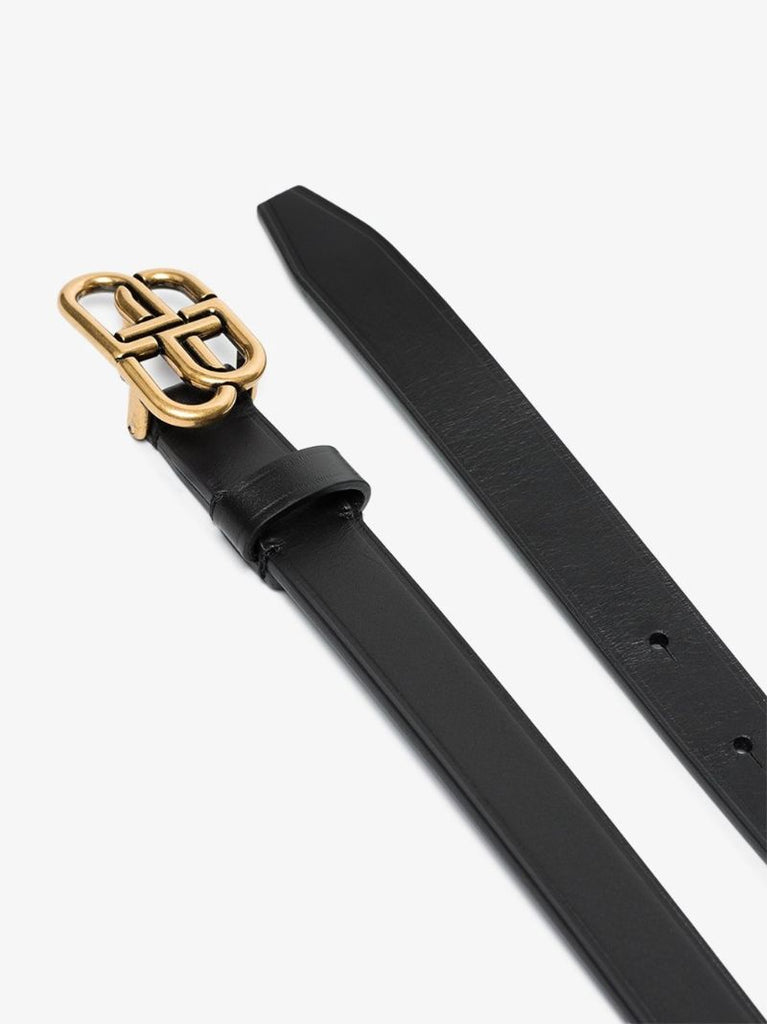Black Bb Logo Leather Belt