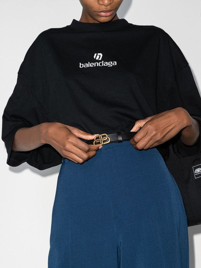 Black Bb Logo Leather Belt
