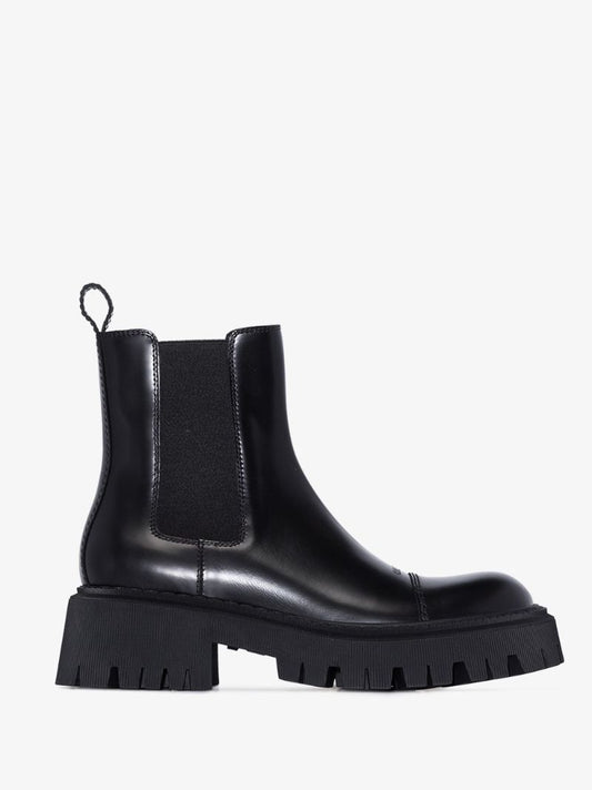 Black Tractor Leather Boots