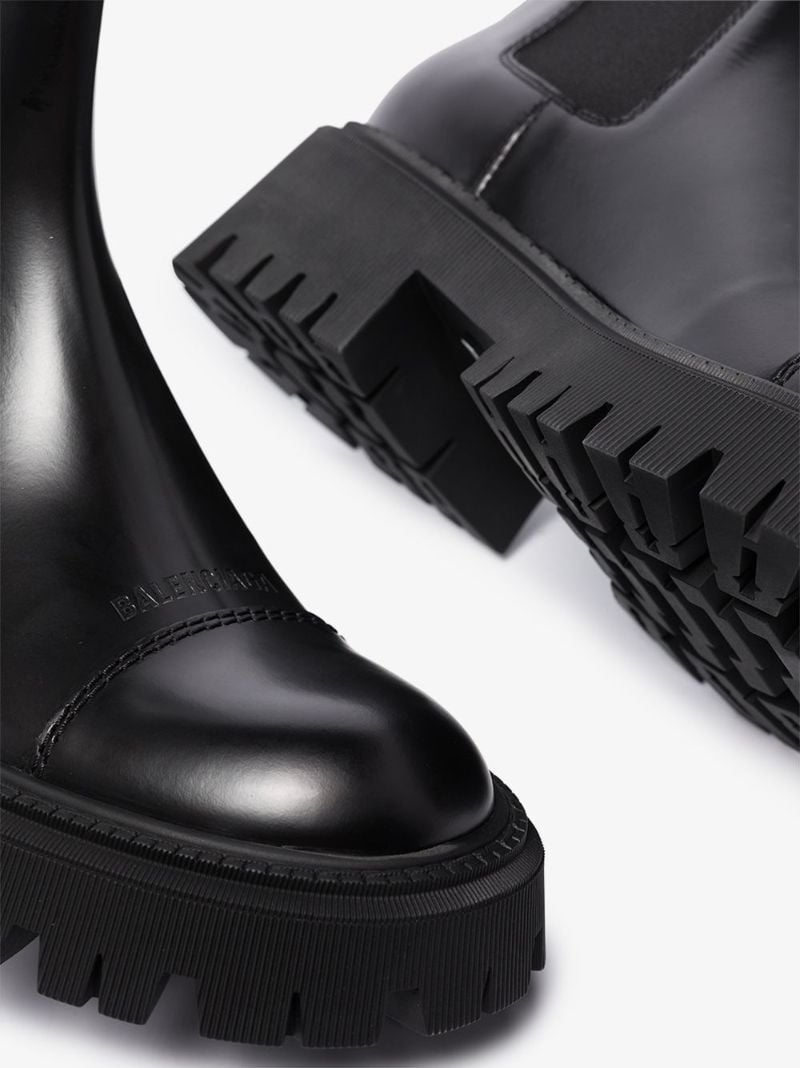 Black Tractor Leather Boots