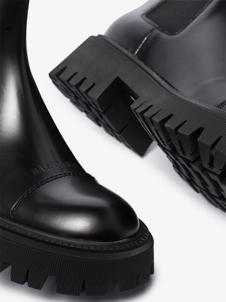 Black Tractor Leather Boots