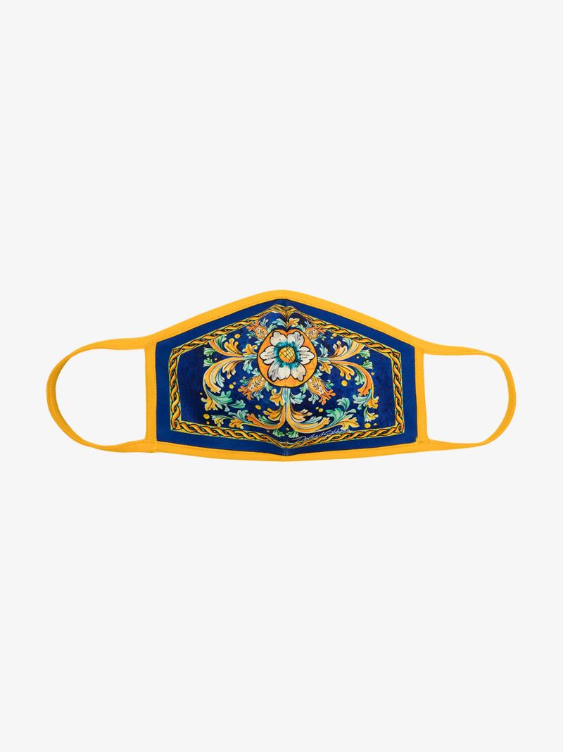 Yellow Majolica Print Face Mask