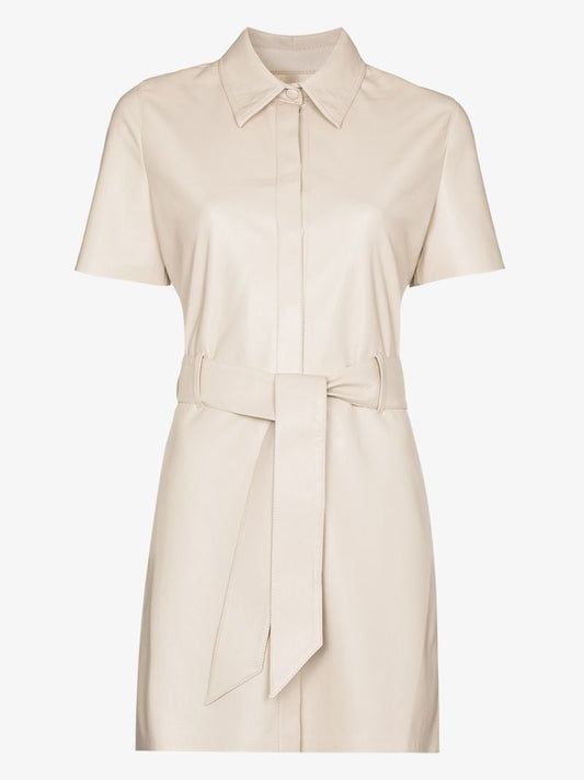 Halli Vegan Leather Mini Shirt Dress