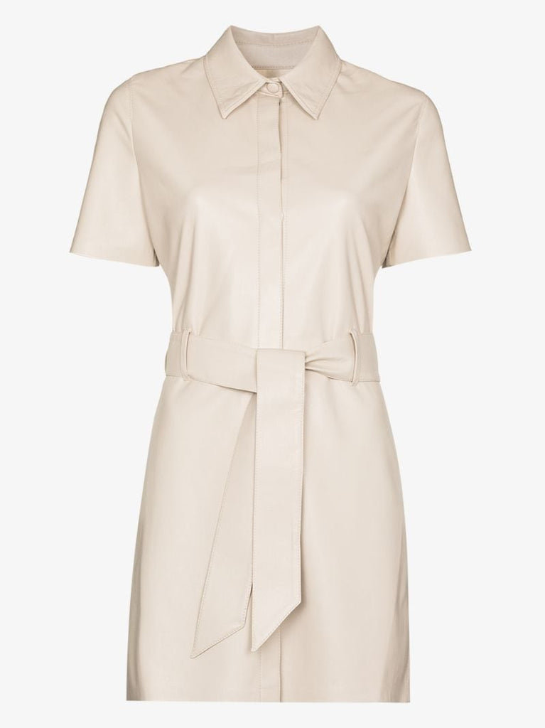 Halli Vegan Leather Mini Shirt Dress