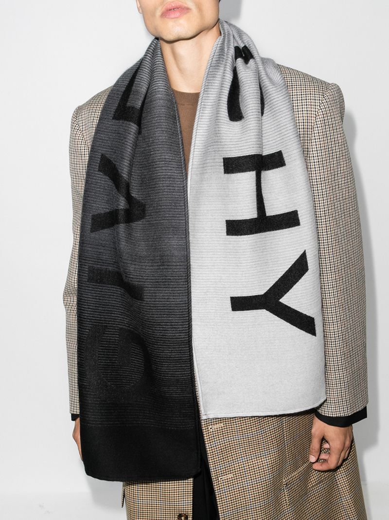 Black and Grey Logo Wool Scarf