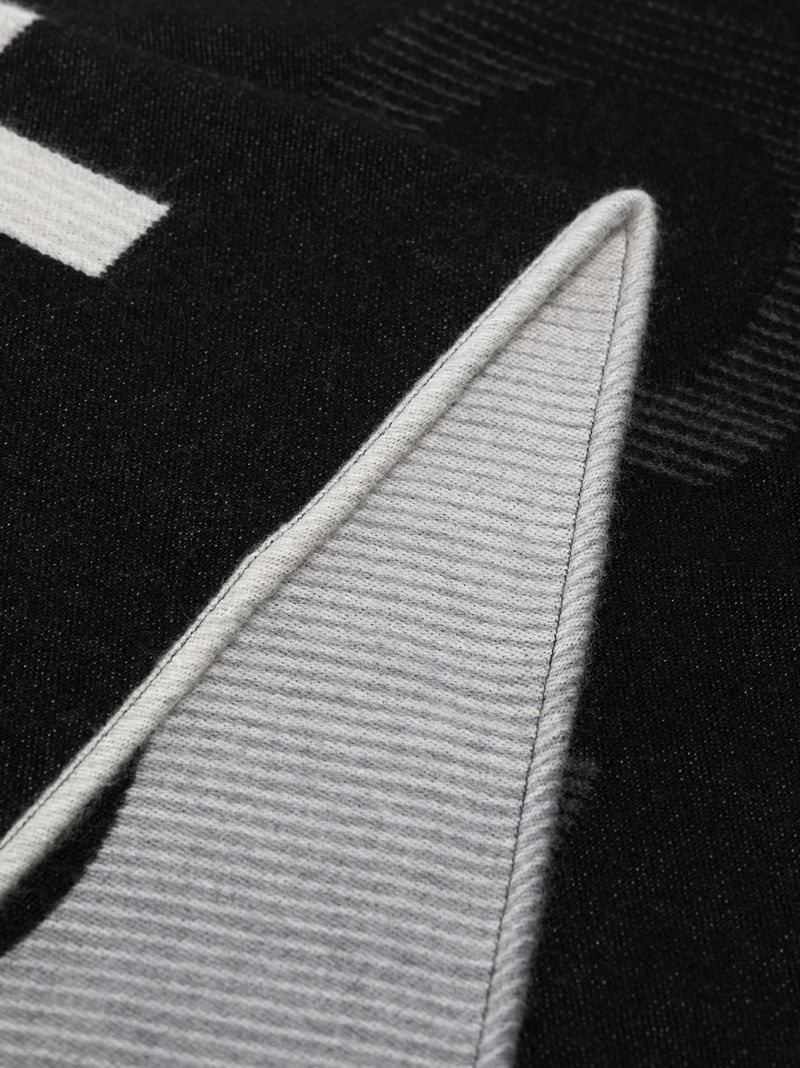 Black and Grey Logo Wool Scarf