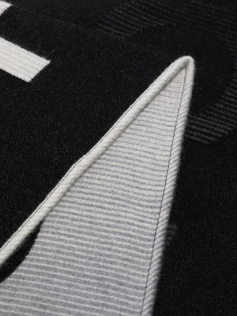 Black and Grey Logo Wool Scarf