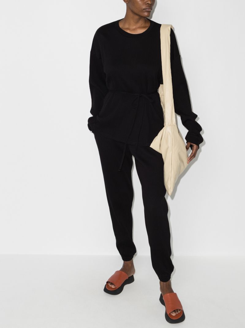 Black Ribbed Track Pants