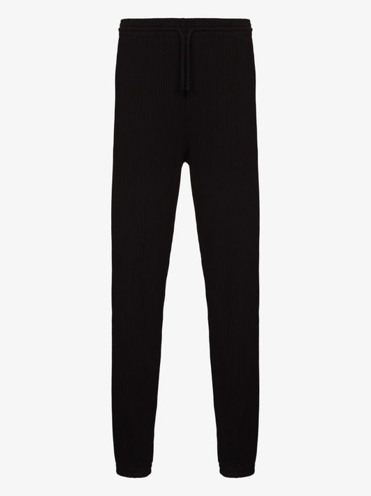 Black Ribbed Track Pants