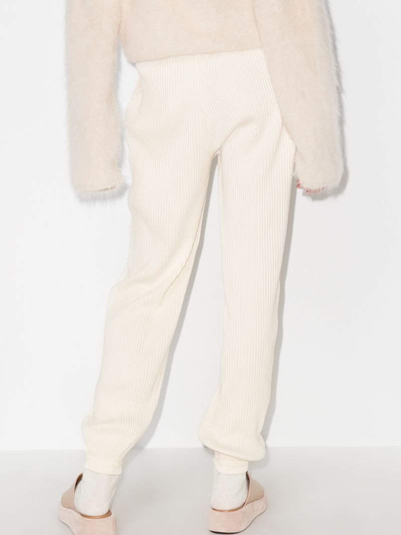 White Ribbed Track Pants