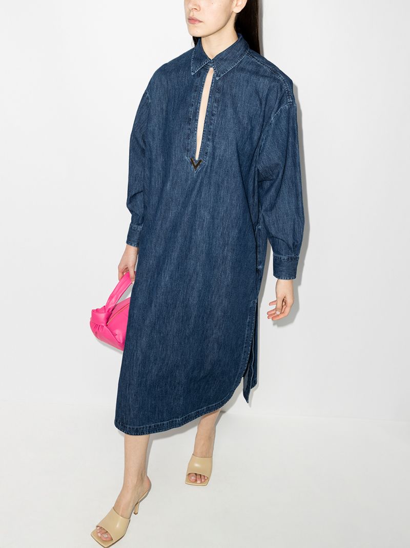 Cutout Denim Shirt Dress