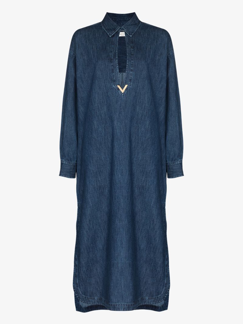 Cutout Denim Shirt Dress
