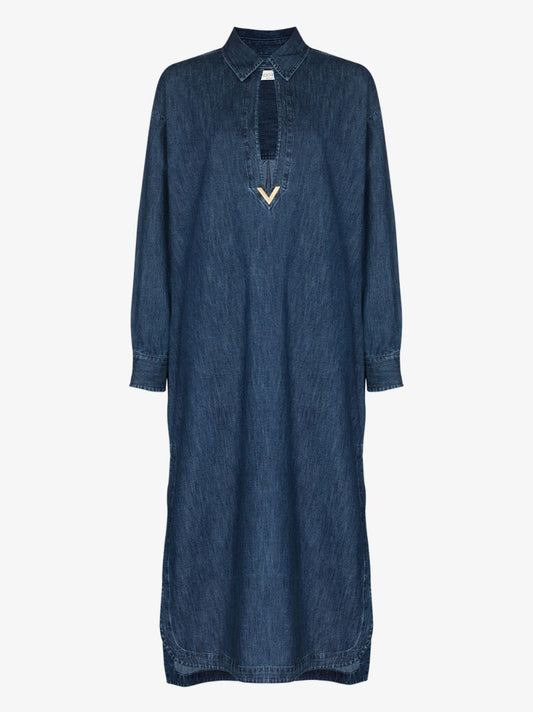 Cutout Denim Shirt Dress