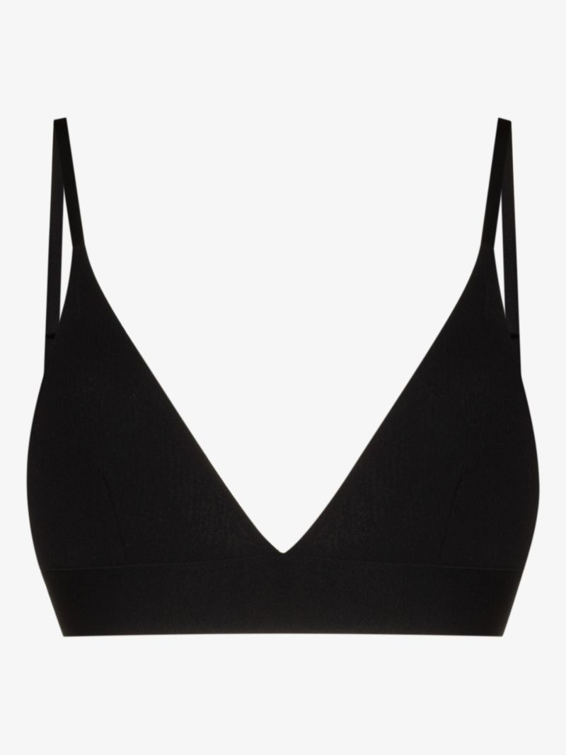 Black Ribbed Triangle Bra