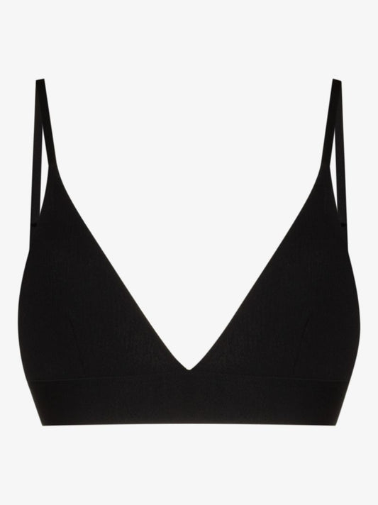 Black Ribbed Triangle Bra