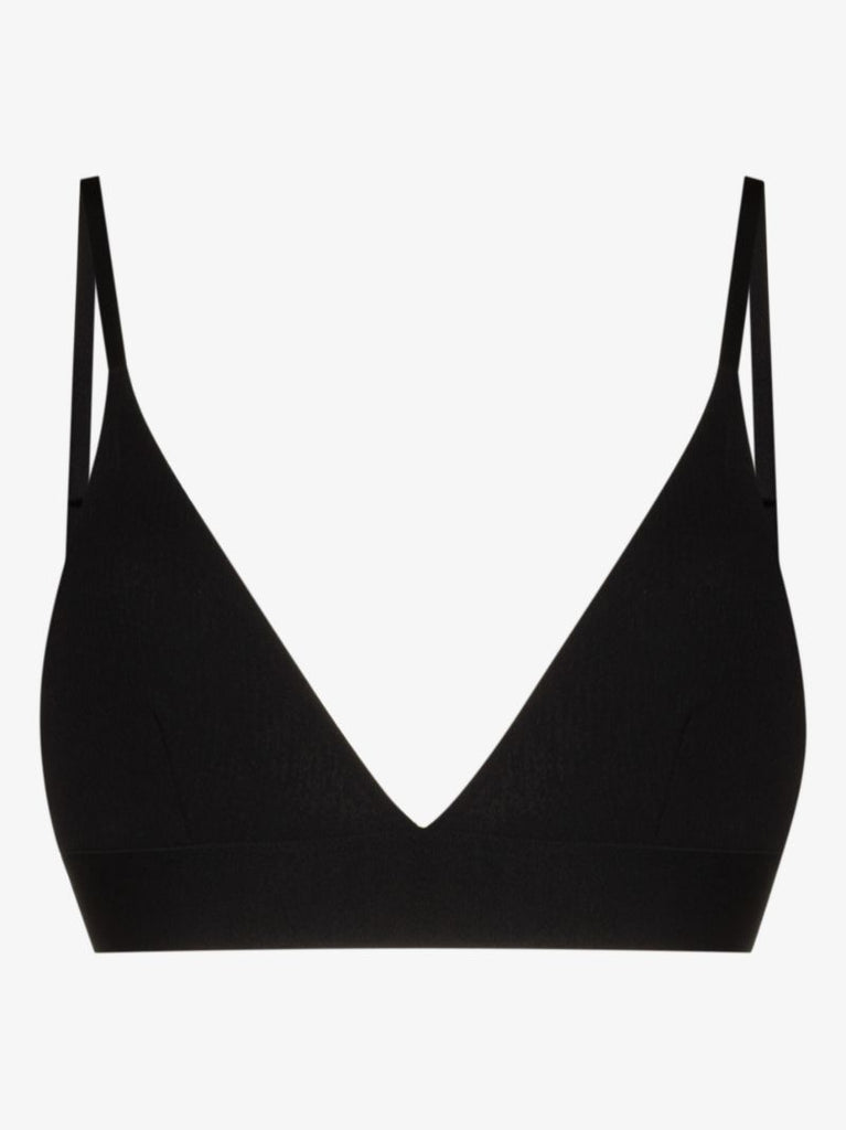Black Ribbed Triangle Bra