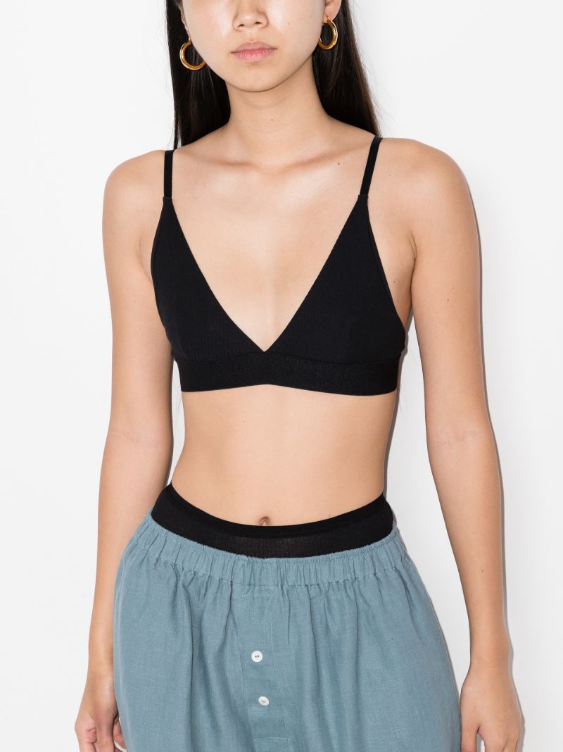 Black Ribbed Triangle Bra