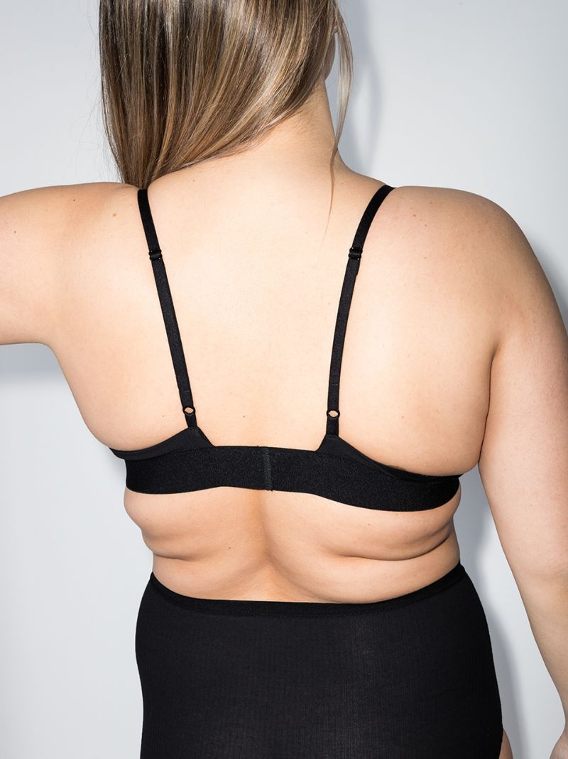 Black Ribbed Triangle Bra