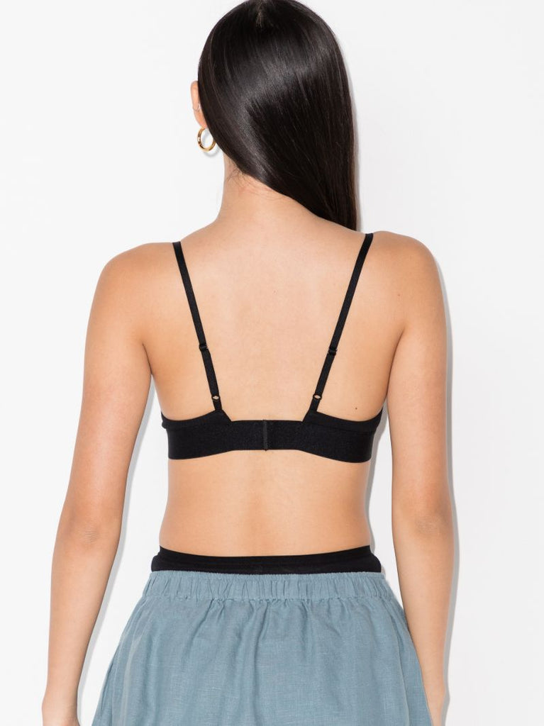 Black Ribbed Triangle Bra